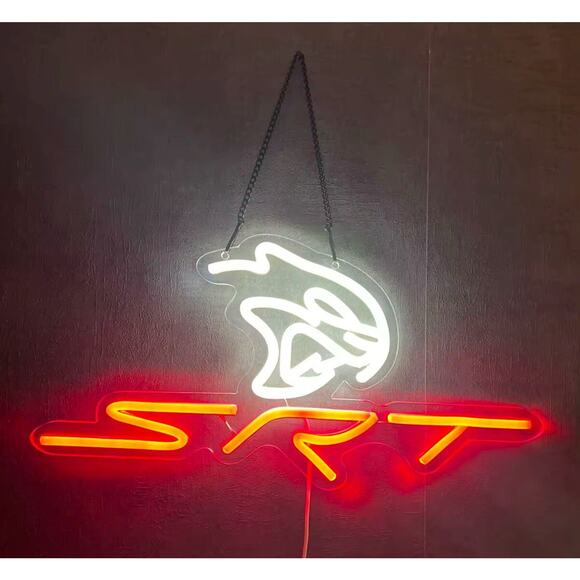 Hellcat SRT Dodge Neon LED Sign Garage Wall Decor USB Light for Car Repair Shop - Picture 1 of 8